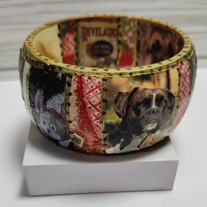 Dog Print Wide Cuff Bangle  Bracelet